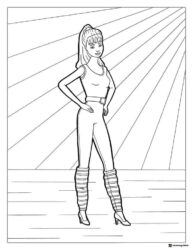 Barbie Coloring Page in Jumpsuit with Leg Warmers