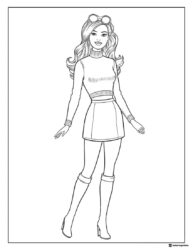 Barbie Coloring Page in Sweater Skirt and Boots