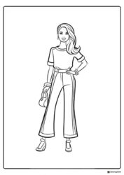 Barbie Coloring Page in Trendy Outfit with Handbag