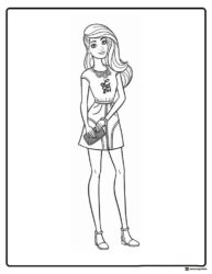 Barbie Coloring Page in a Dress with LA Girl Shirt