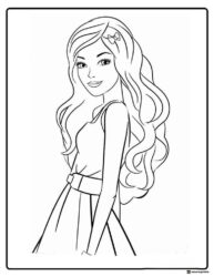 Barbie Coloring Page with Bow in Hair