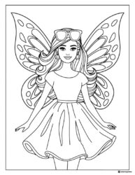 Barbie Coloring Page with Fairy Wings and Sunglasses
