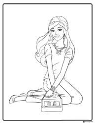 Barbie Coloring Page with Handbag and Jewelry