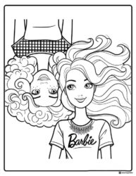 Barbie Coloring Page with Upside Down Friend