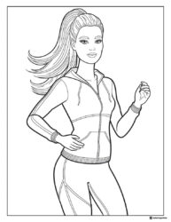 Barbie Coloring Sheet in Athletic Wear