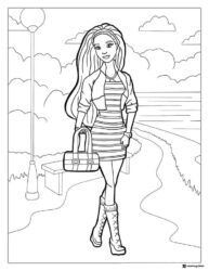 Barbie Coloring Sheet walking by the Water