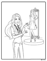 Barbie Coloring Sheet with Mirror and Pedestal