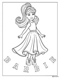 Barbie Coloring Sheet with Ponytail and Barbie Text
