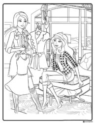 Barbie Dressing Room Coloring Page with Friends
