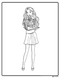 Barbie Fashion Coloring Sheet in Skirt and Blouse
