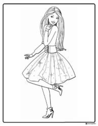 Barbie Fashion Coloring Sheet in Sparkling Skirt