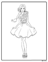 Barbie Fashion Coloring Sheet with Braided Hair