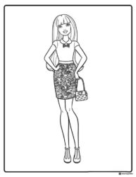 Barbie Fashion Coloring Sheet with Floral Skirt