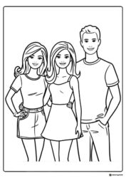 Barbie Friends Coloring Sheet Group Pose