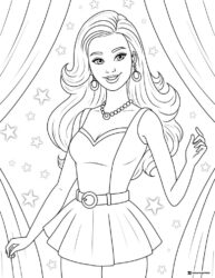 Barbie Glamorous Coloring Page with Stars