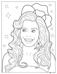Barbie Headshot Coloring Page with Earrings and Stars