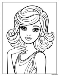Barbie Headshot Coloring Page with Elegant Hairdo