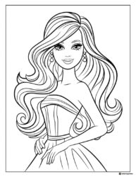 Barbie Portrait Coloring Page with Wavy Hair