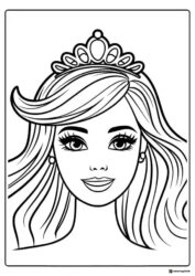 Barbie Princess Coloring Page Head with Tiara