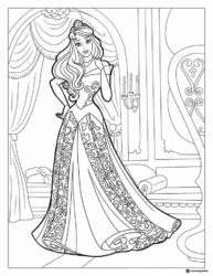 Barbie Princess Coloring Page in Ornate Dress