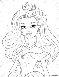 Barbie Princess Coloring Page with Crown