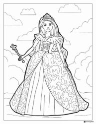 Barbie Princess Coloring Page with a Magic Wand