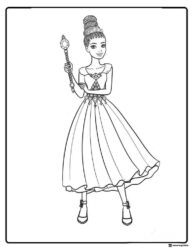 Barbie Princess Coloring Sheet with Gemstone Scepter