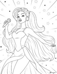 Barbie Singer Coloring Page with Microphone