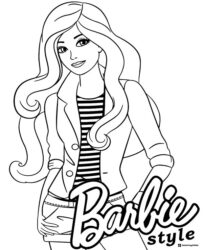 Barbie Style Coloring Page of Barbie in Striped Shirt