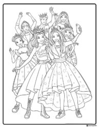Barbie and Friends Coloring Page taking a Selfie