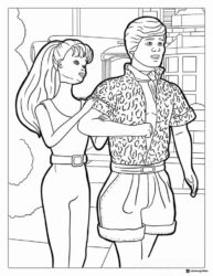 Barbie and Ken Coloring Page in Formal Attire
