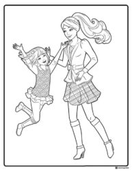 Barbie and Little Sister Coloring Page together