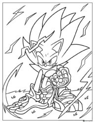 Battle Ready Sonic Coloring Sheet with Lightning Bolts