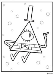 Bill Cipher coloring page with pointer finger up