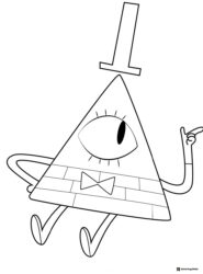 Bill Cipher coloring sheet pointing to the right