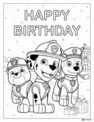 Birthday Pups Coloring Page with Marshall and Gifts