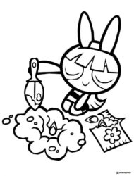 Blossom Powerpuff Girl Coloring Page Gardening