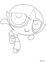 Blossom Powerpuff Girl Coloring Page in action pose
