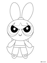 Blossom Powerpuff Girl Coloring Page with Big Eyes