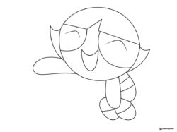 Blossom Powerpuff Girl Coloring Page with Big Smile