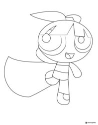 Blossom Powerpuff Girl in a dynamic standing pose Coloring Page