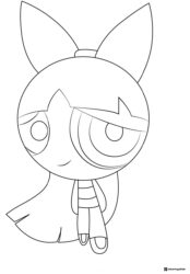 Blossom Powerpuff Girl with side glance Coloring Sheet