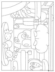 Bluey Car Interior Coloring Page with Toys and Steering