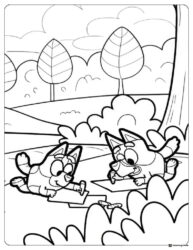Bluey Coloring Page Drawing Outdoors with Bingo