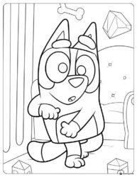 Bluey Halloween Pumpkin Coloring Page with Spider Webs