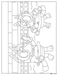 Bluey Pool Party Coloring Page with Goggles and Floaties