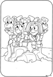 Bluey and Friends Sitting on Rock Formation Coloring Sheet