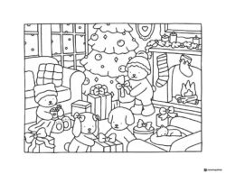 Bobbie Goods Christmas morning presents coloring sheet