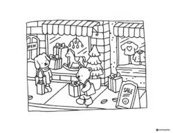 Bobbie Goods animals Christmas shopping coloring page