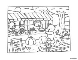 Bobbie Goods animals at a bake sale coloring page